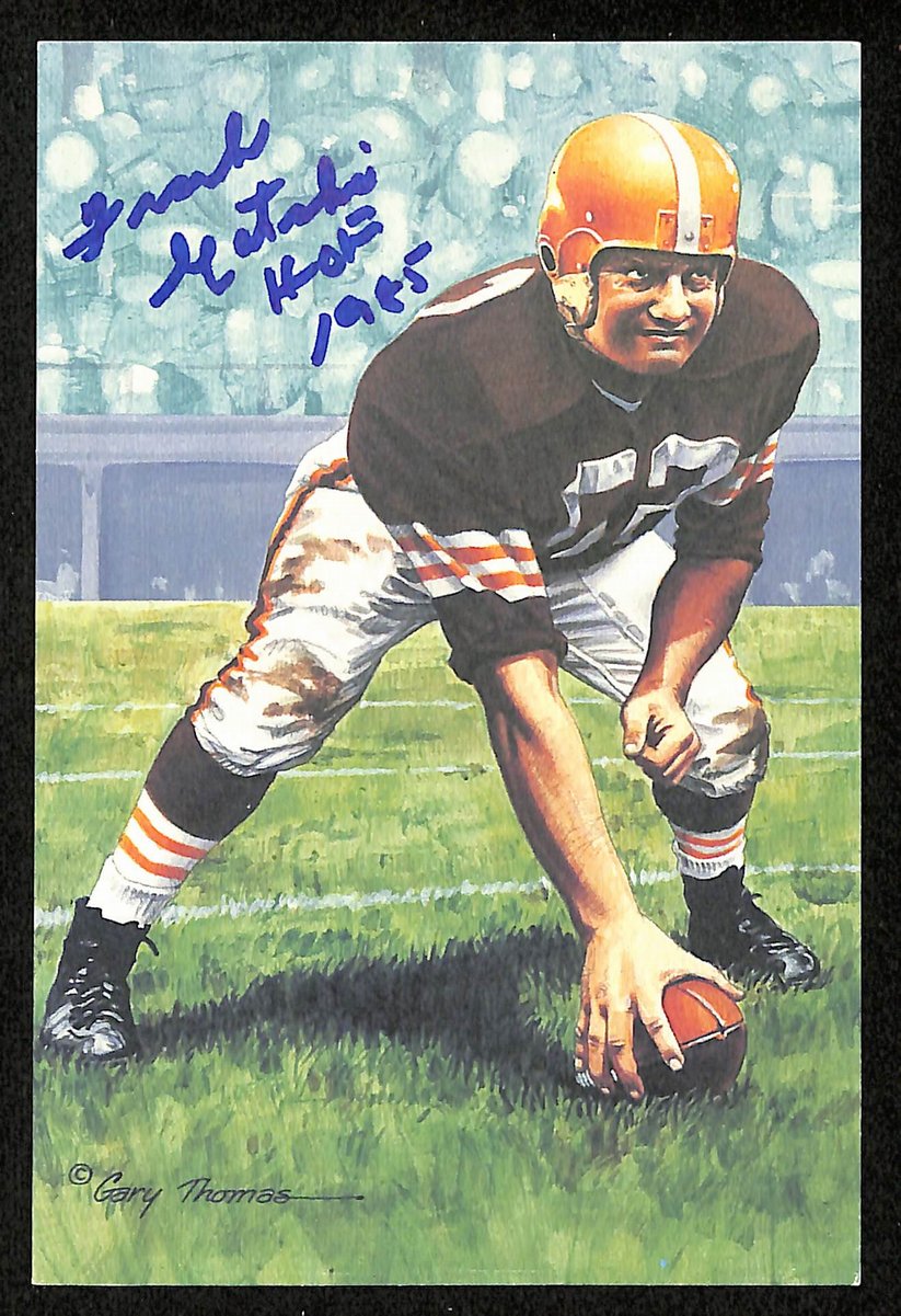 Frank Gatski Signed/Inscr 1990 GLAC/Goal Line Art Postcard Browns SGC 200287