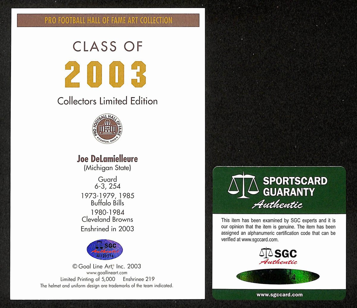 Jim DeLamielleure Signed/Inscr 2003 GLAC/Goal Line Art Postcard Bills SGC 200291