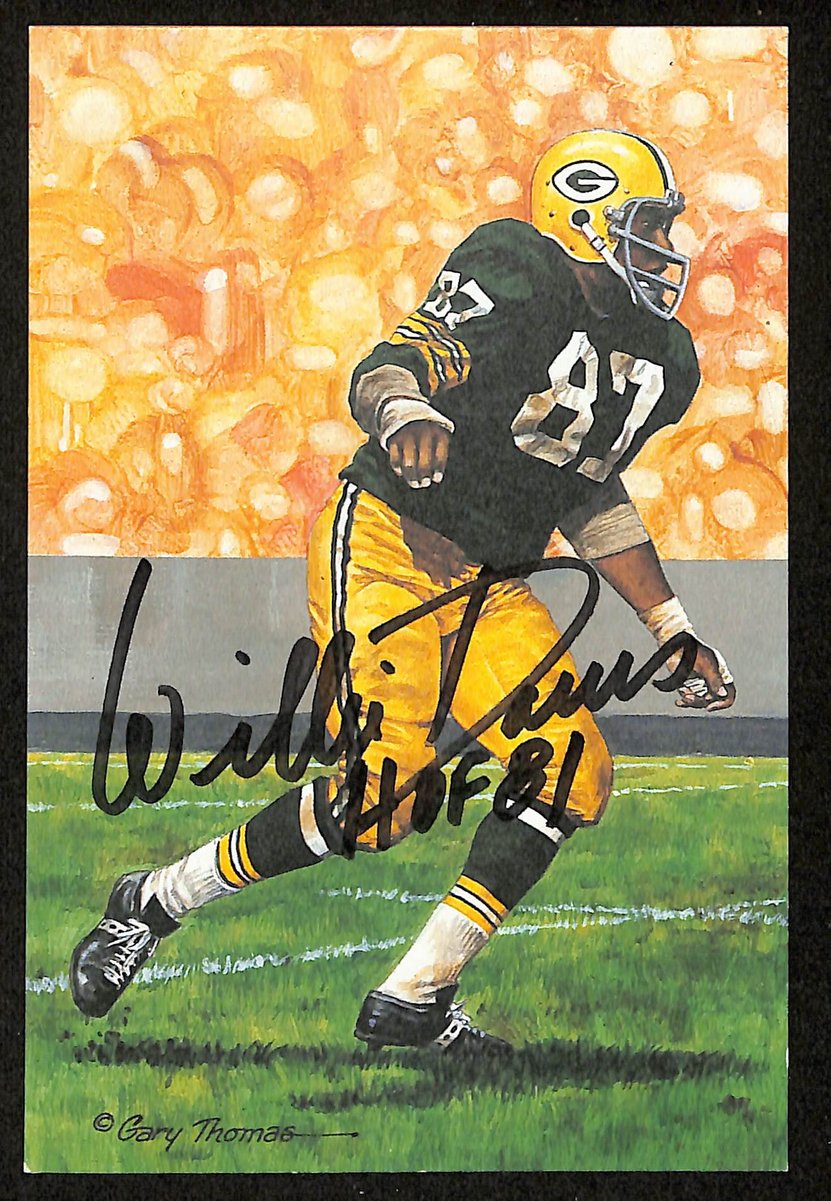Willie Davis Signed/Inscr 1994 GLAC/Goal Line Art Postcard Packers JSA 200293