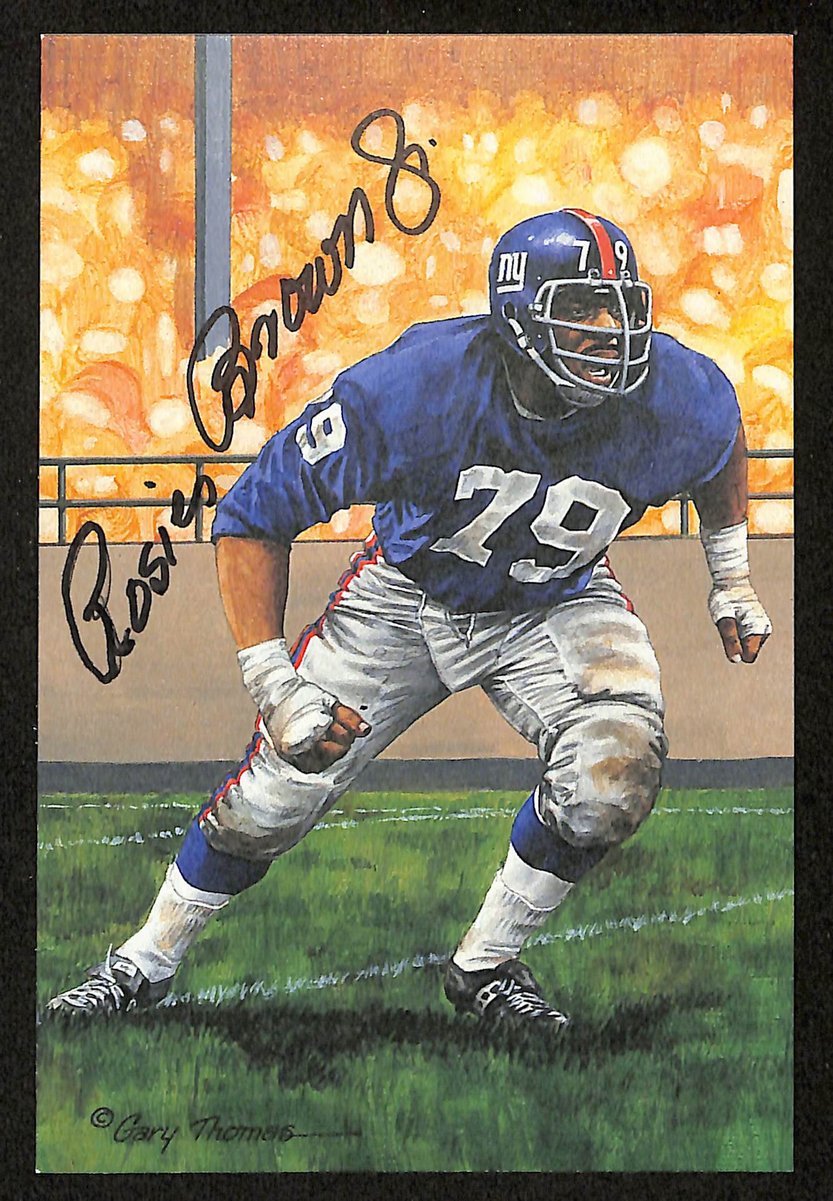 Roosevelt Brown Signed/Auto 1994 GLAC/Goal Line Art Postcard Giants JSA 200296