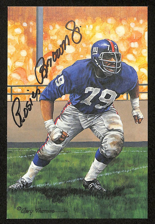 Roosevelt Brown Signed/Auto 1994 GLAC/Goal Line Art Postcard Giants JSA 200296