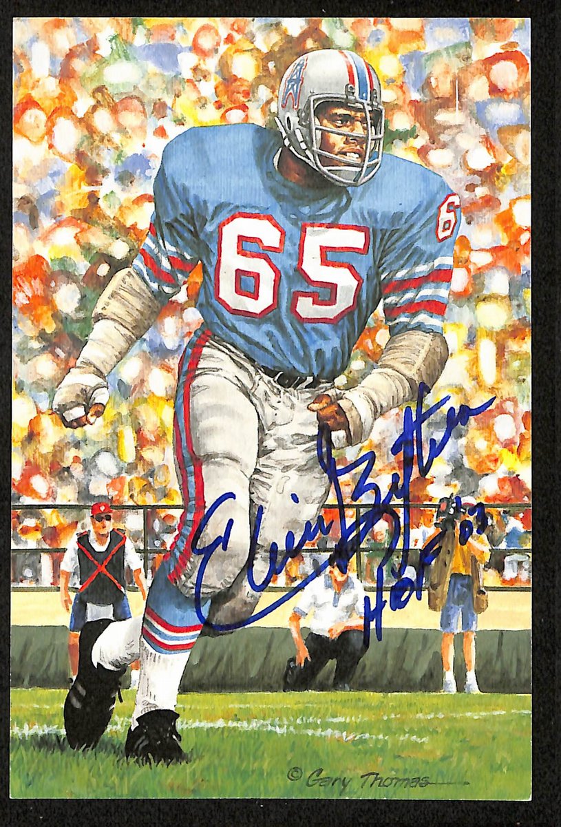 Elvin Bethea Signed/Inscr 2003 GLAC/Goal Line Art Postcard Oilers JSA 200297