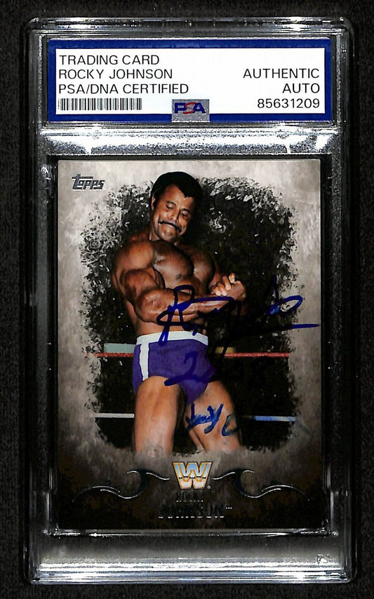 Rocky Johnson Signed/Autographed 2016 Topps WWE Card #86 PSA/DNA 200406