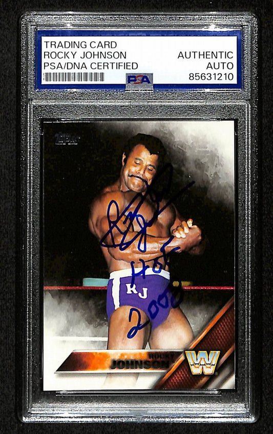 Rocky Johnson Signed/Autographed 2016 Topps WWE Card #192 PSA/DNA 200407