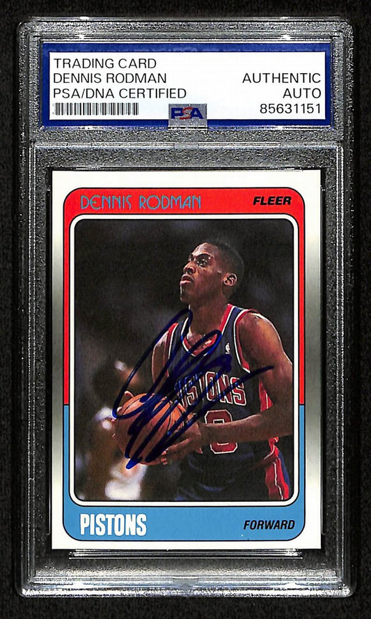 Dennis Rodman HOF Signed/Auto 1988 Fleer RC Card #43 Pistons PSA/DNA 200411