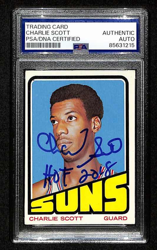 Charlie Scott HOF Signed/Inscr 1972-73 TOPPS Card #47 Suns PSA/DNA 200413