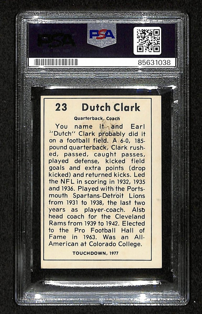 Dutch Clark HOF Signed/Auto 1977 Touchdown Card #23 Lions PSA/DNA 200422