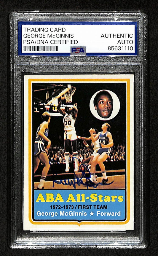 George McGinnis HOF Signed 1973-74 TOPPS Card #180 Pacers PSA/DNA 200445