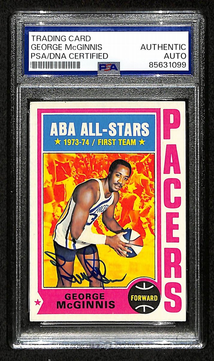 George McGinnis HOF Signed 1974-75 TOPPS Card #220 Pacers PSA/DNA 200446