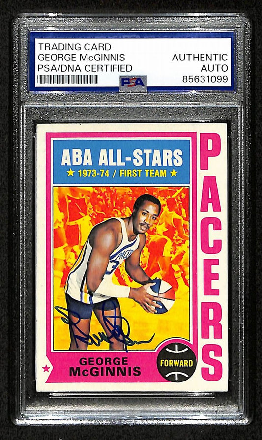 George McGinnis HOF Signed 1974-75 TOPPS Card #220 Pacers PSA/DNA 200446