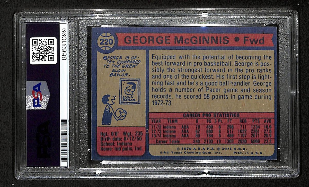 George McGinnis HOF Signed 1974-75 TOPPS Card #220 Pacers PSA/DNA 200446