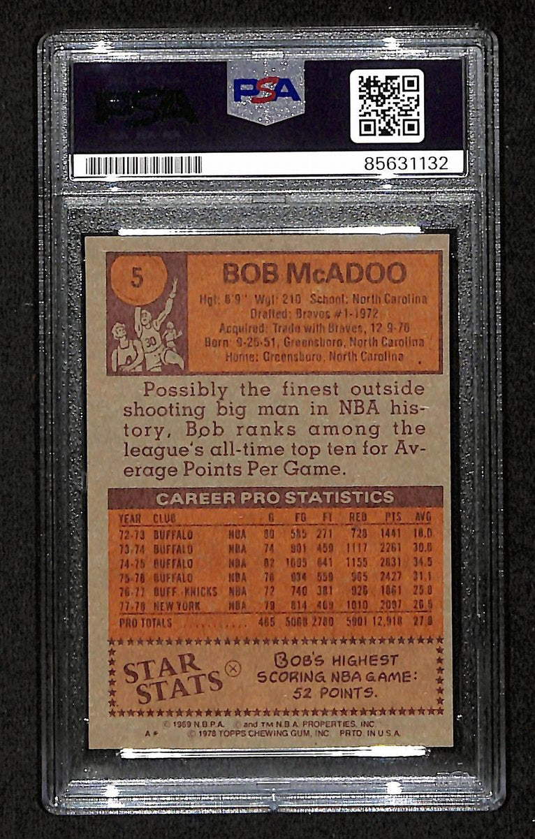 Bob McAdoo HOF Signed/Auto 1978-79 TOPPS Card #5 Knicks PSA/DNA 200393