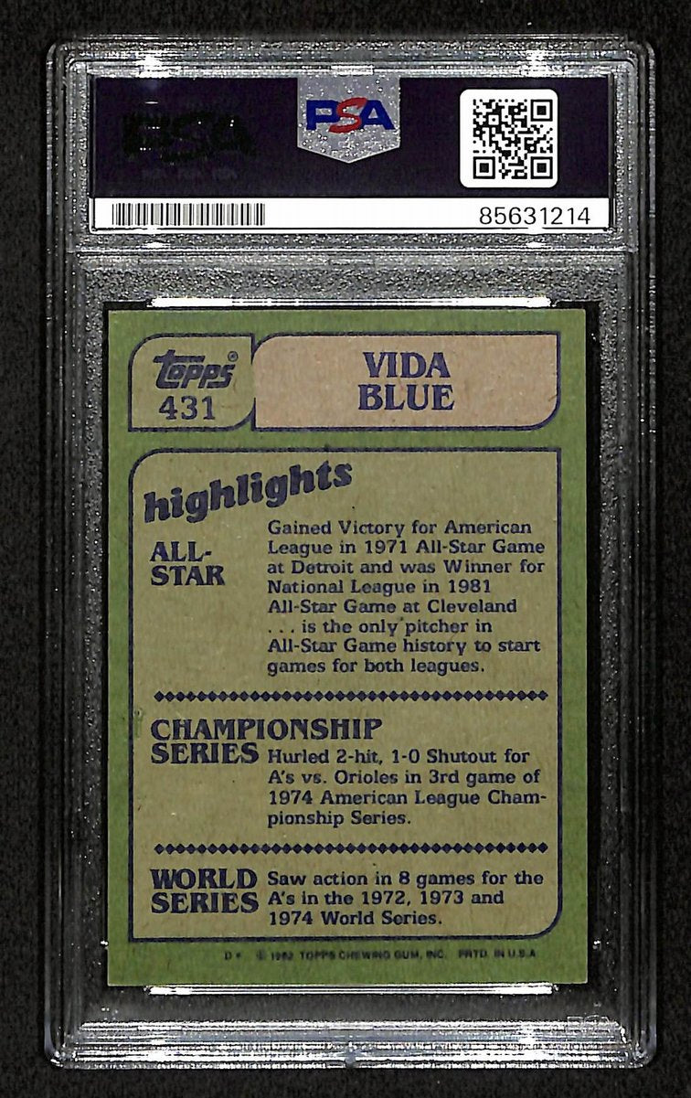 Vida Blue Signed/Autographed 1982 TOPPS Card #431 Giants PSA/DNA 200438