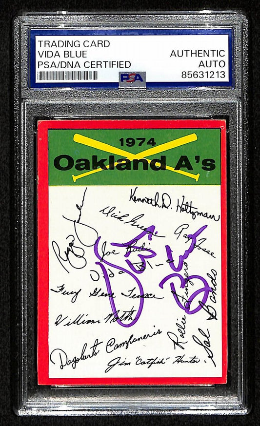 Vida Blue Signed/Autographed 1974 TOPPS Oakland A's Team Card PSA/DNA 200439