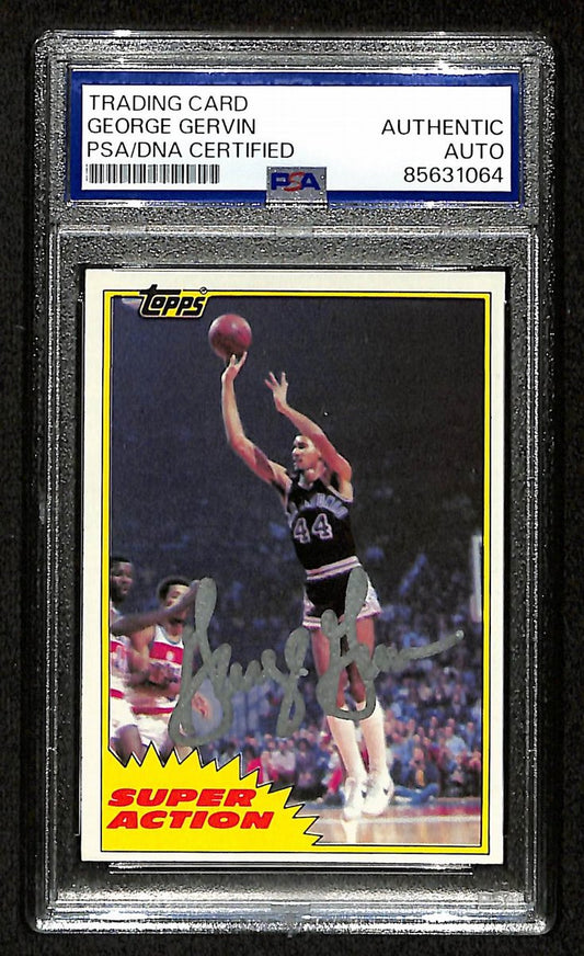George Gervin HOF Signed/Auto 1981 TOPPS Card #106 Spurs PSA/DNA 200452