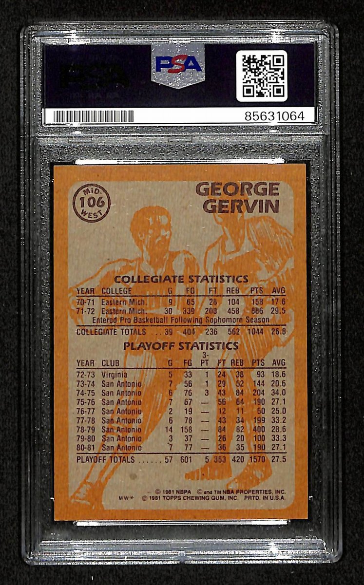 George Gervin HOF Signed/Auto 1981 TOPPS Card #106 Spurs PSA/DNA 200452