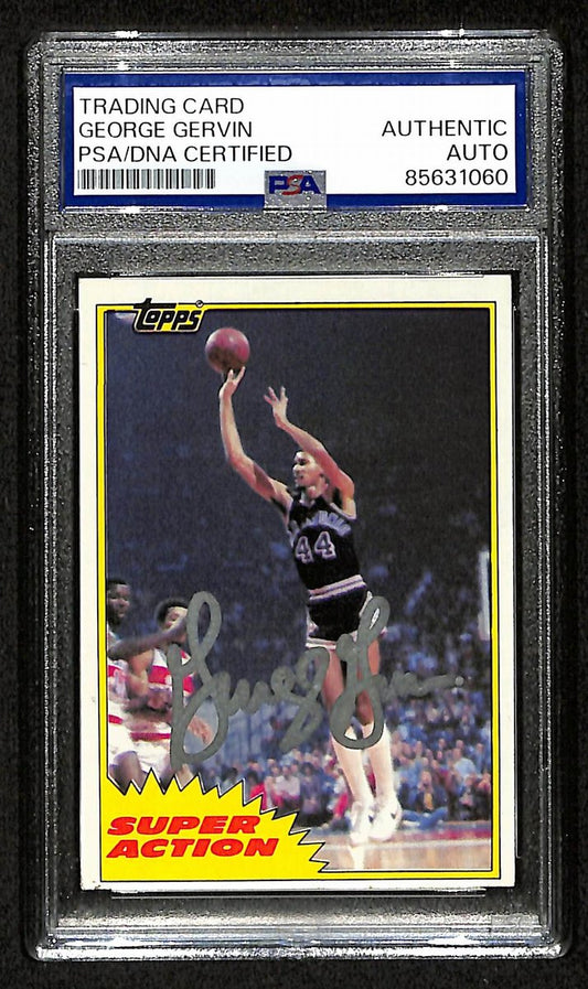 George Gervin HOF Signed/Auto 1981 TOPPS Card #106 Spurs PSA/DNA 200453