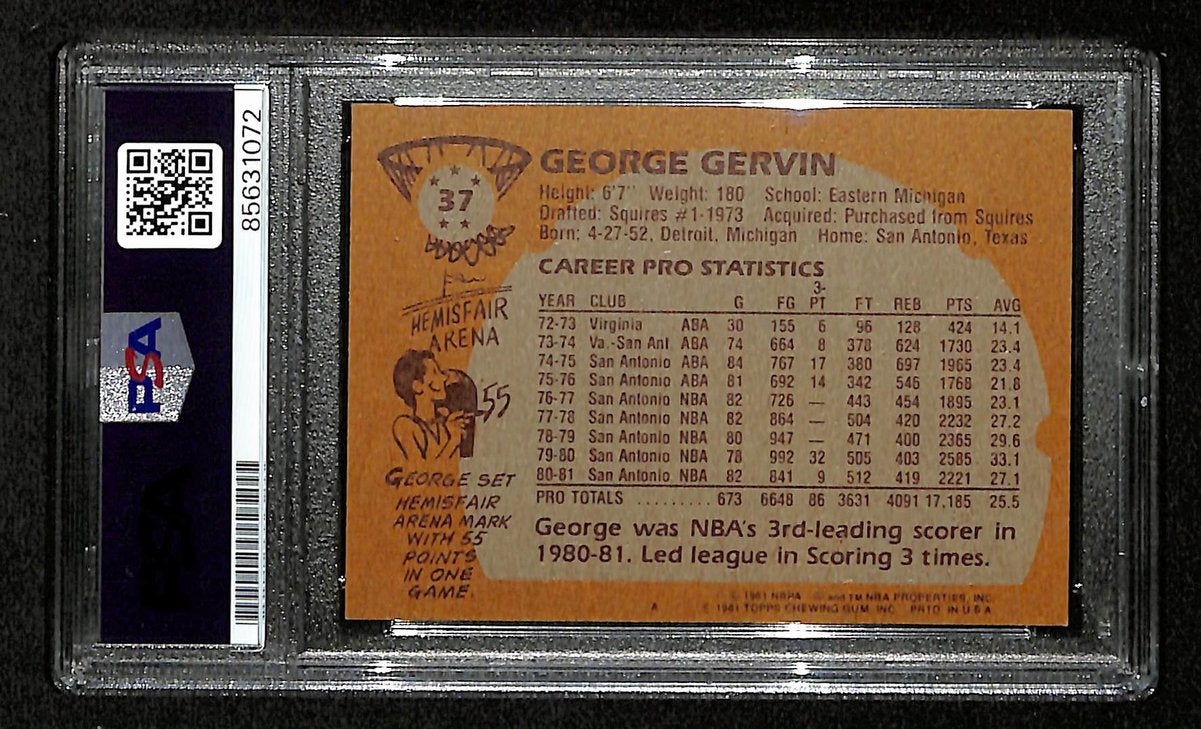 George Gervin HOF Signed/Inscribed 1981 TOPPS Card #37 Spurs PSA/DNA 200455