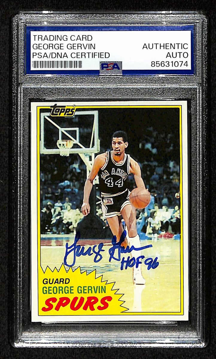 George Gervin HOF Signed/Inscribed 1981 TOPPS Card #37 Spurs PSA/DNA 200456