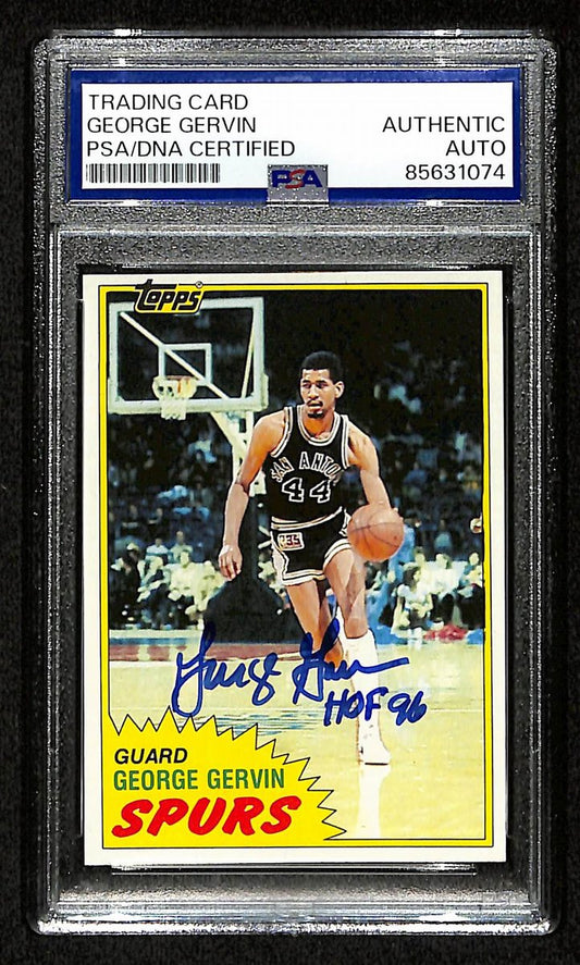 George Gervin HOF Signed/Inscribed 1981 TOPPS Card #37 Spurs PSA/DNA 200456