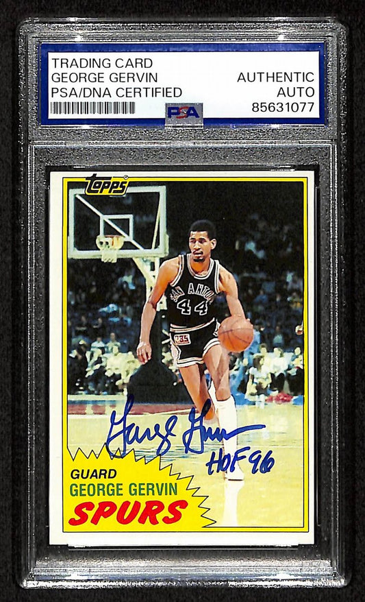 George Gervin HOF Signed/Inscribed 1981 TOPPS Card #37 Spurs PSA/DNA 200457