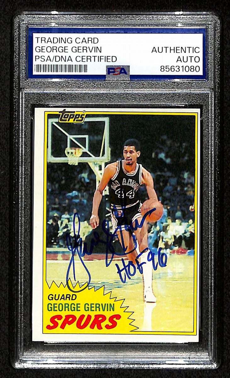 George Gervin HOF Signed/Inscribed 1981 TOPPS Card #37 Spurs PSA/DNA 200458