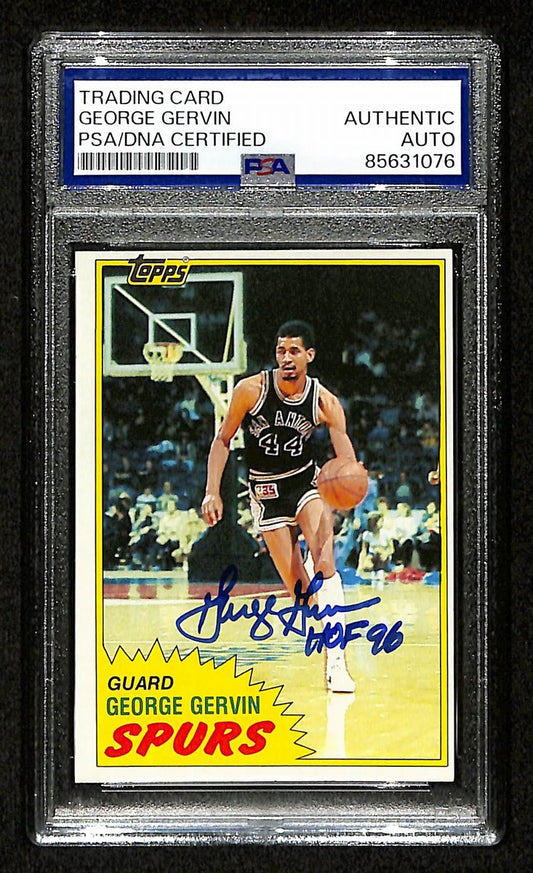George Gervin HOF Signed/Inscribed 1981 TOPPS Card #37 Spurs PSA/DNA 200459