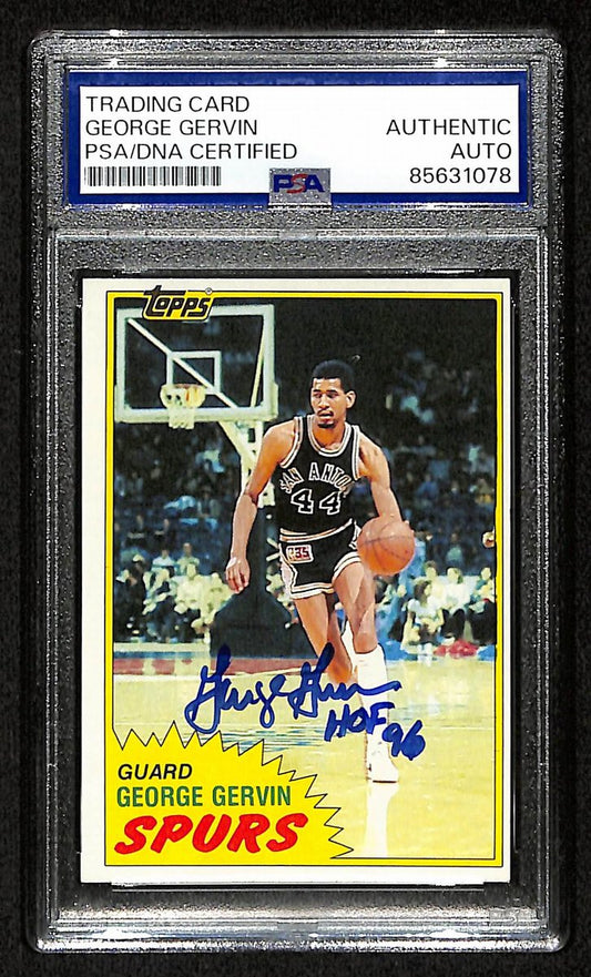 George Gervin HOF Signed/Inscribed 1981 TOPPS Card #37 Spurs PSA/DNA 200460