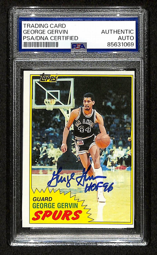 George Gervin HOF Signed/Inscribed 1981 TOPPS Card #37 Spurs PSA/DNA 200461