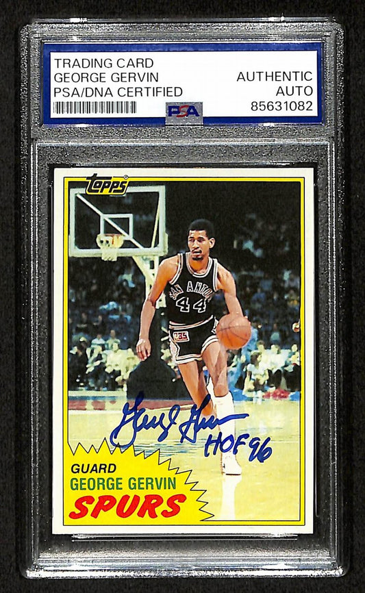 George Gervin HOF Signed/Inscribed 1981 TOPPS Card #37 Spurs PSA/DNA 200462