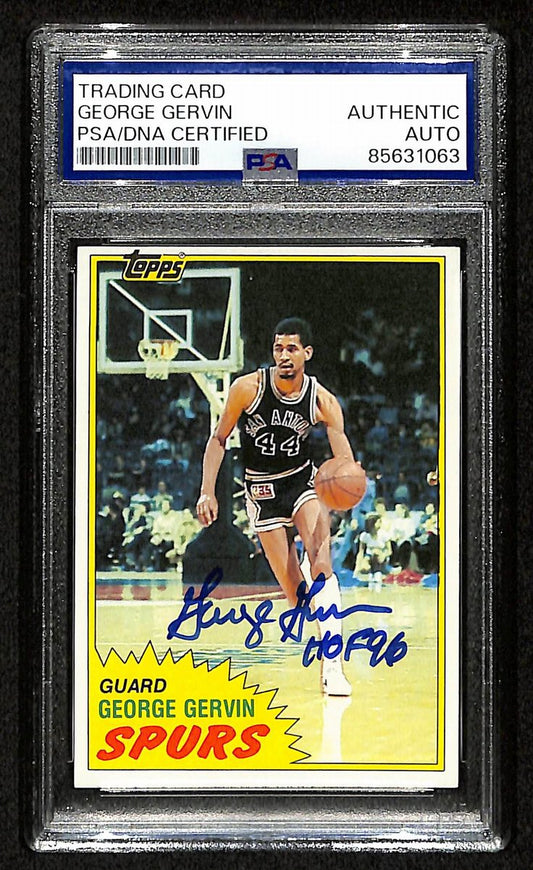 George Gervin HOF Signed/Inscribed 1981 TOPPS Card #37 Spurs PSA/DNA 200463