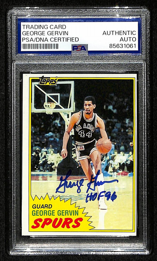 George Gervin HOF Signed/Inscribed 1981 TOPPS Card #37 Spurs PSA/DNA 200464
