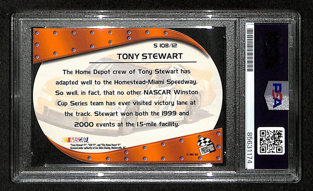 Tony Stewart Signed/Auto 2001 NASCAR Press Pass Card #S 10B/12 PSA/DNA 200488