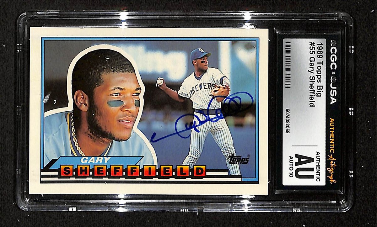 Gary Sheffield Signed/Auto 1989 TOPPS Big RC Card #55 Brewers CGC/JSA 199130