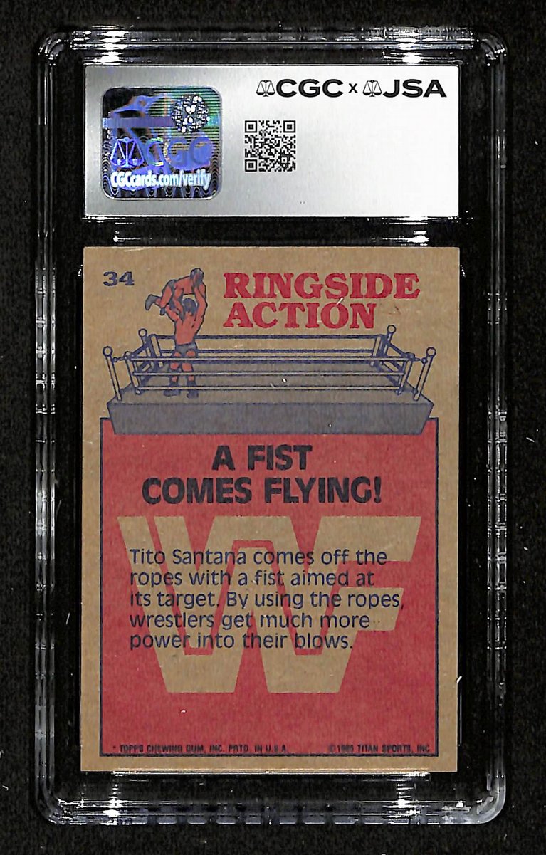 Tito Santana Signed/Auto 1985 TOPPS WWF Card #34 Brewers CGC/JSA GEM MINT 10