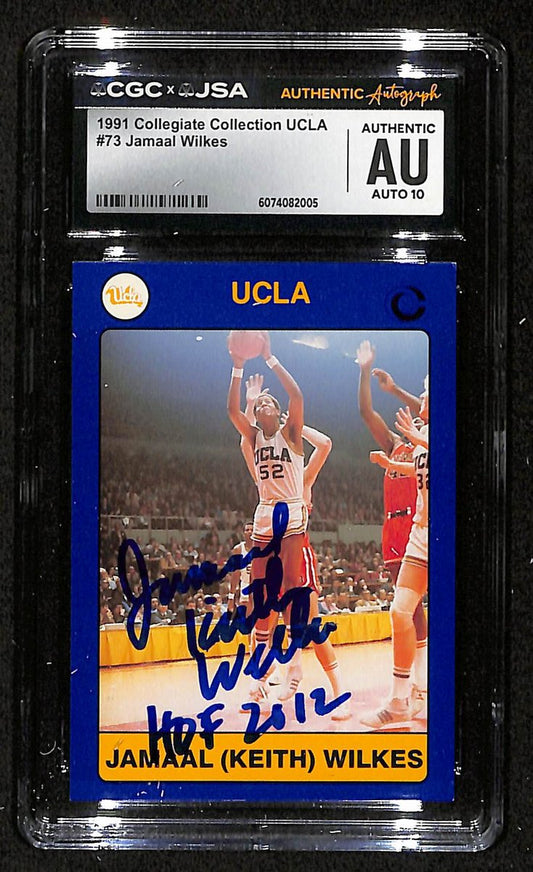 Jamaal Wilkes HOF Signed/Inscr 1991 Collegiate Collection Card #73 UCLA CGC/JSA