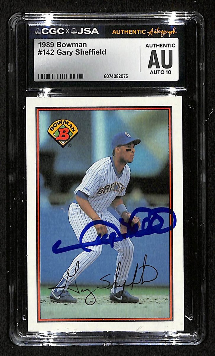 Gary Sheffield Signed/Autographed 1989 Bowman RC Card #142 Brewers CGC/JSA