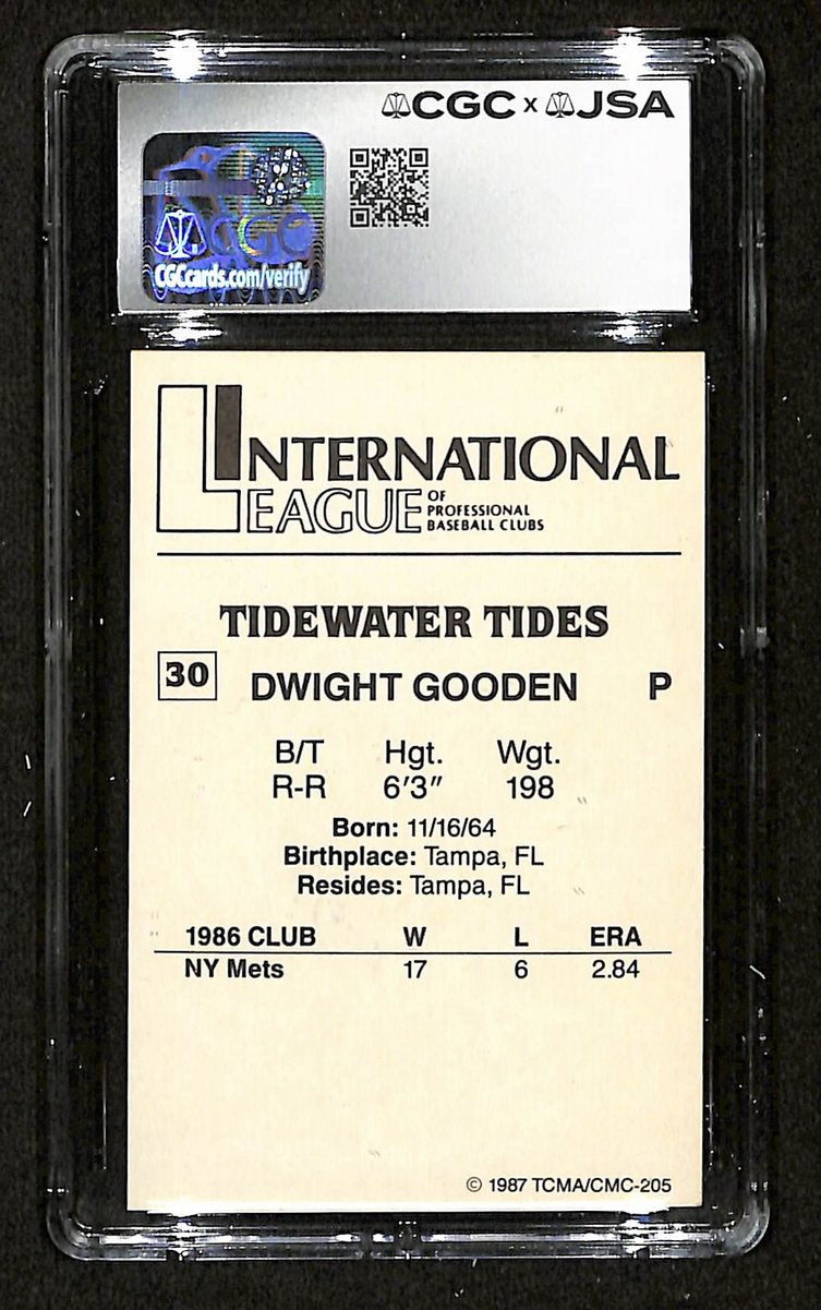 Dwight Gooden Signed/Auto 1987 TCMA Card #30 Tides CGC/JSA MINT 9 199127