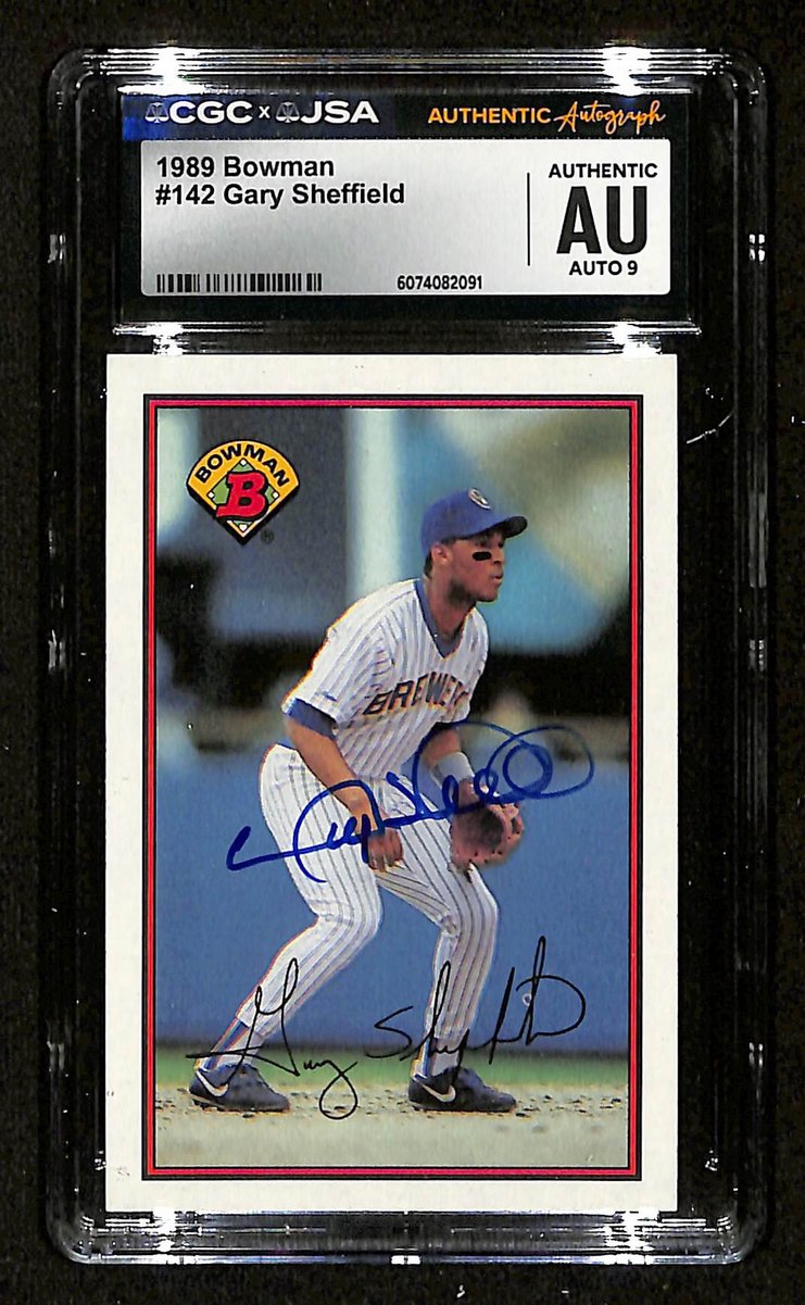 Gary Sheffield Signed/Auto 1989 Bowman Card #142 Brewers CGC/JSA MINT 9 199128