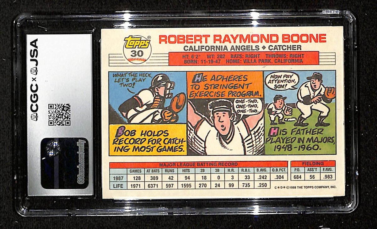 Bob Boone Signed/Auto 1988 TOPPS Big Card #30 Angels CGC/JSA 199129