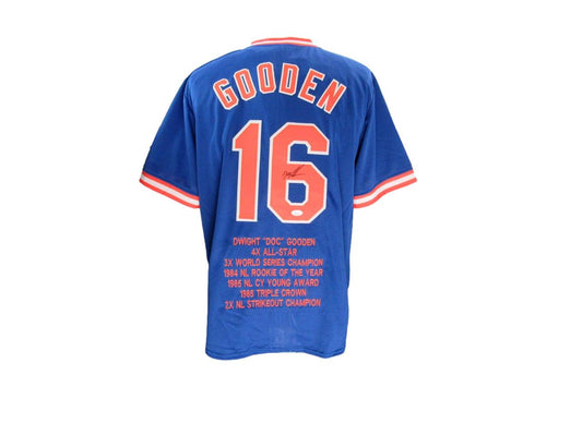 Dwight Doc Gooden Signed/Autographed Custom Baseball Stat Jersey Mets JSA 200853