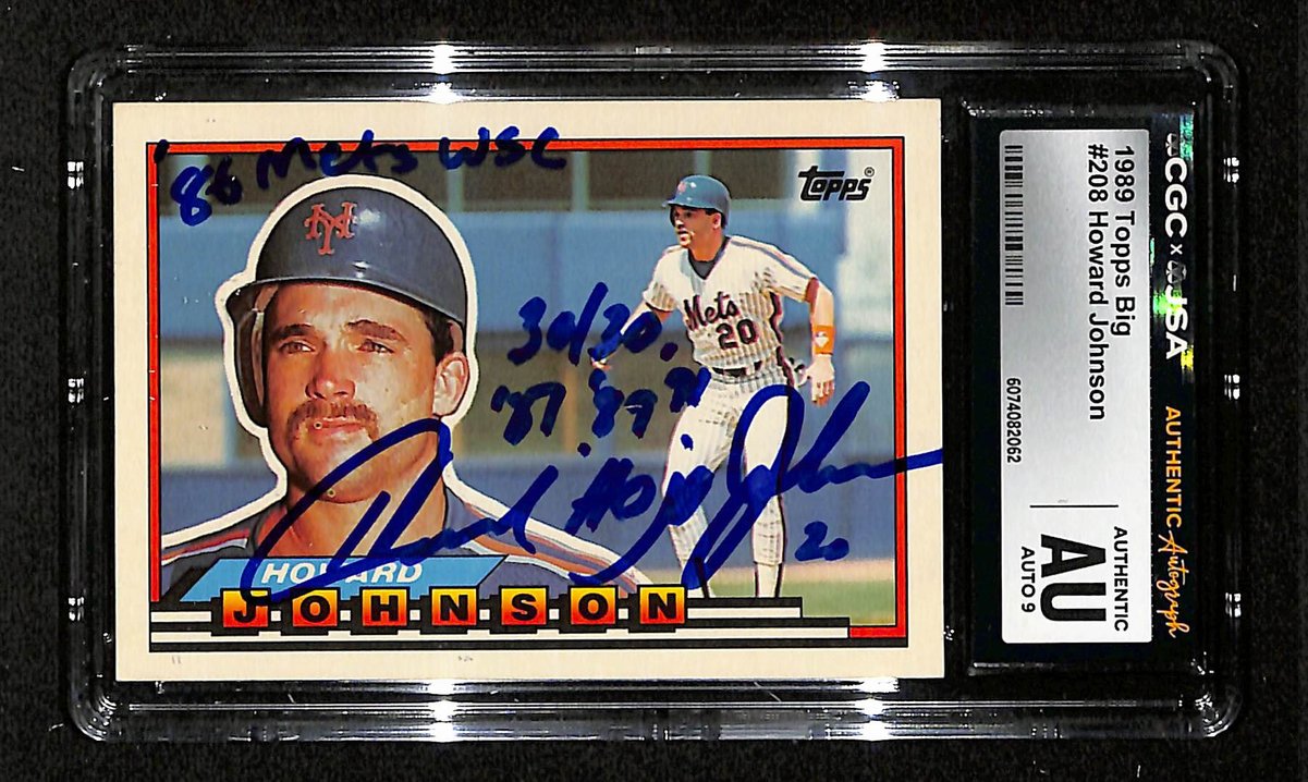 Howard Johnson Signed/Inscribed 1989 TOPPS Big Card #208 Mets CGC/JSA 199086