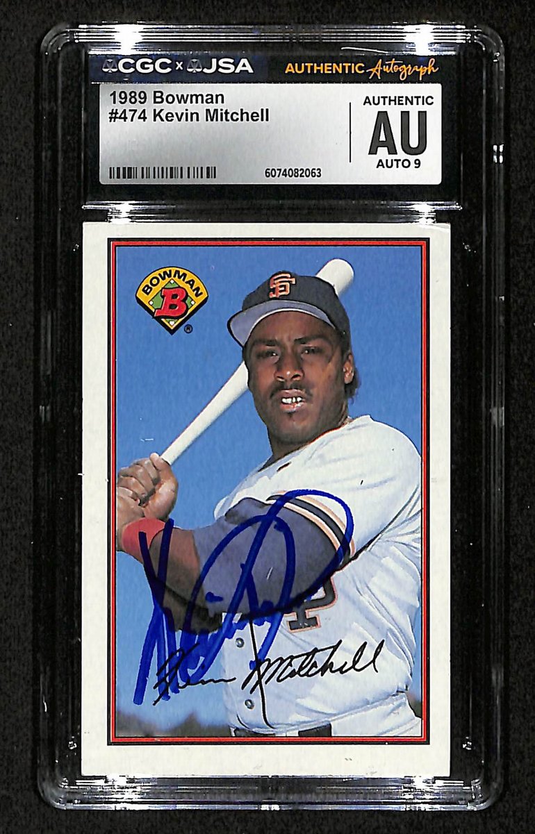Kevin Mitchell Signed/Autographed 1989 Bowman Card #474 Giants CGC/JSA 199087