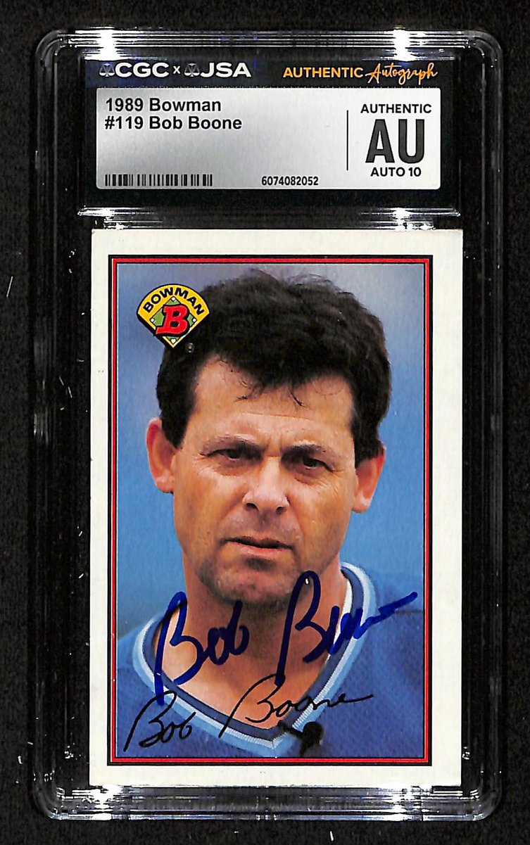 Bob Boone Signed/Autographed 1989 Bowman Card #119 Royals CGC/JSA 199090