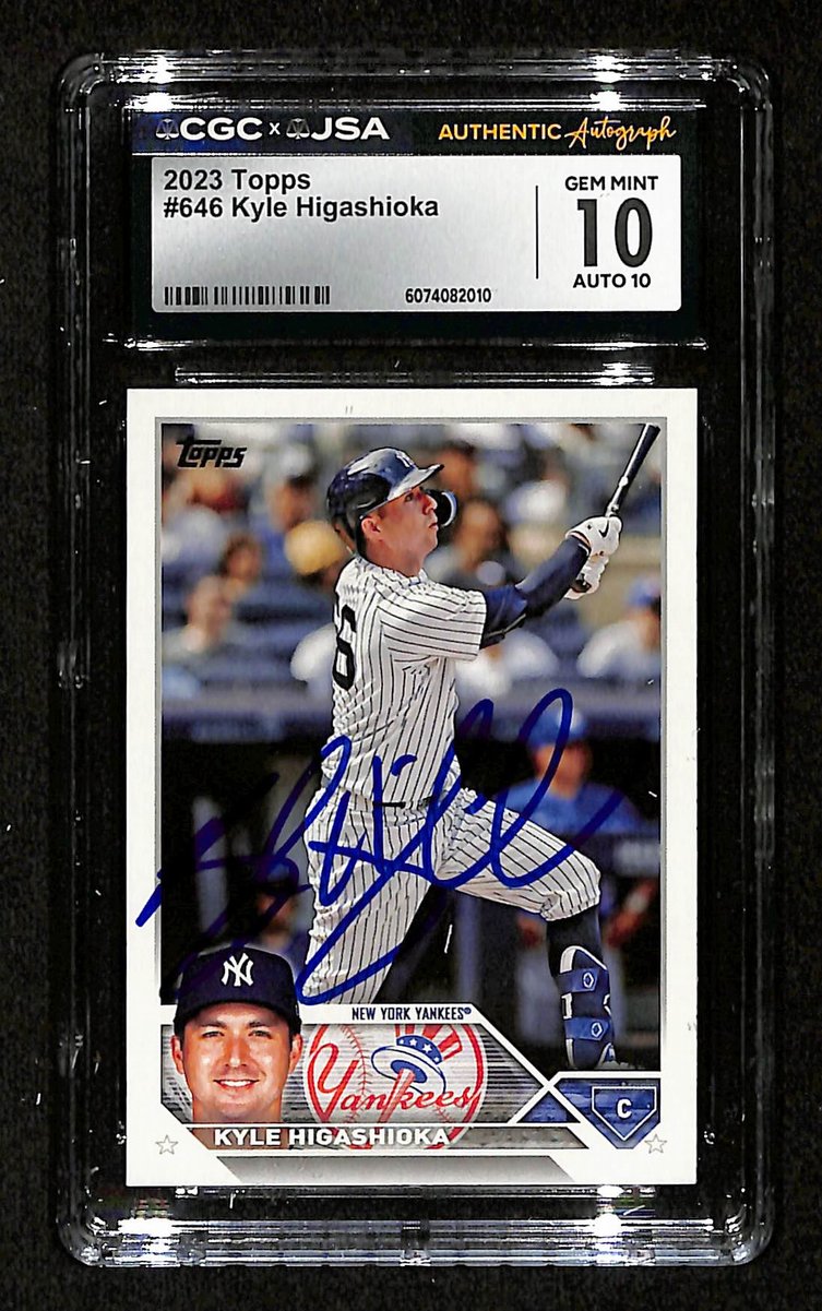 Kyle Higashioka Signed/Auto 2023 TOPPS Card #646 Yankees CGC/JSA 199093