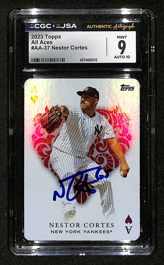 Nestor Cortes Jr. Signed/Auto 2023 TOPPS Card All Aces Yankees CGC/JSA 199095