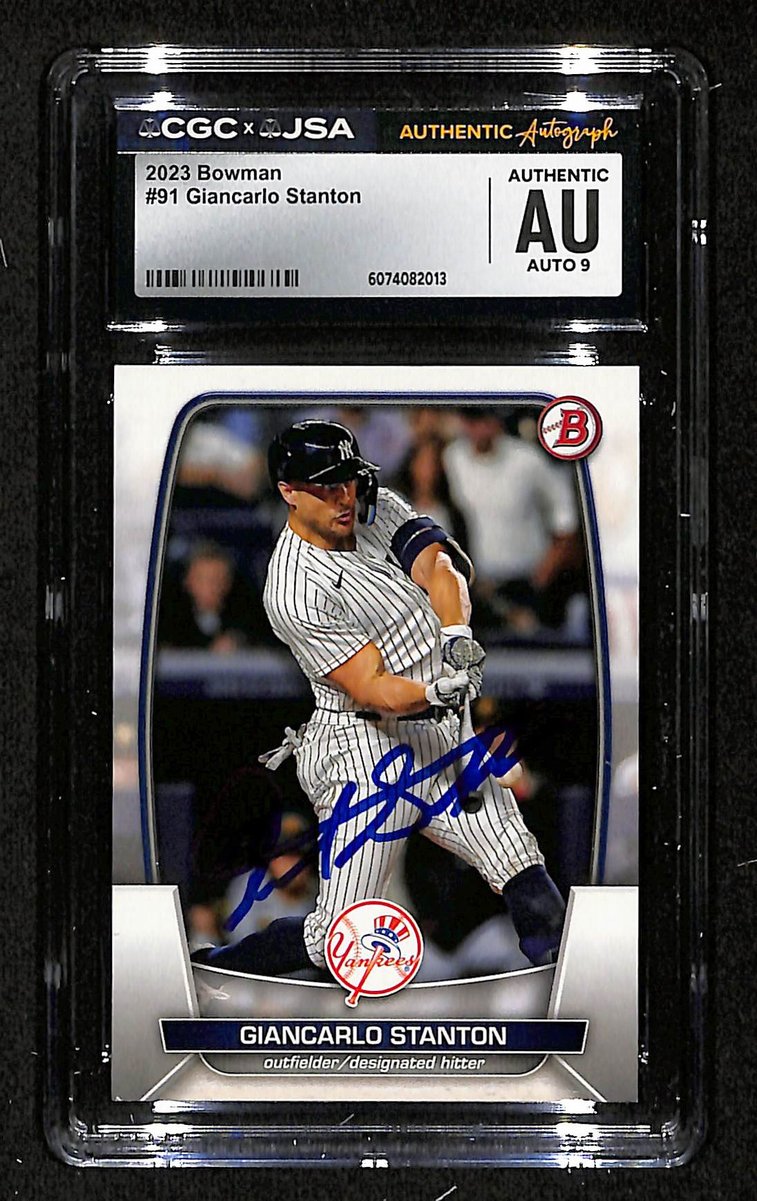 Giancarlo Stanton Signed/Auto 2023 Bowman Card #91 Yankees CGC/JSA 199096