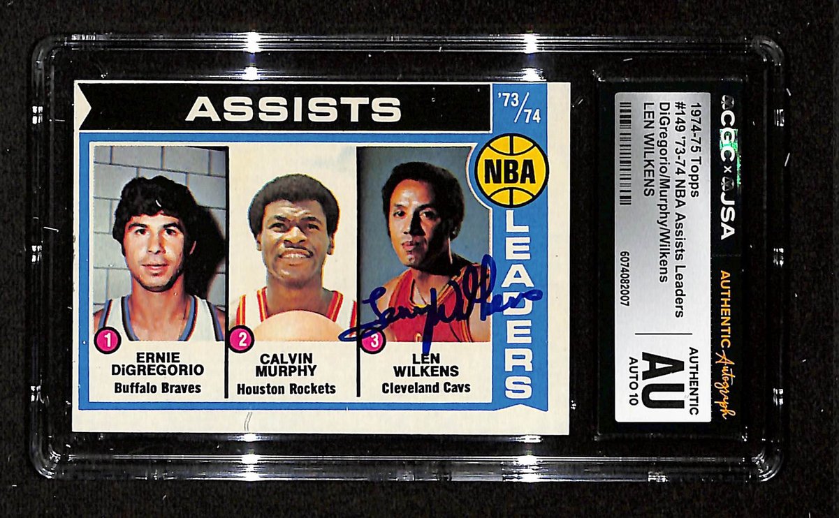 Lenny Wilkens HOF Signed/Auto 1974-75 TOPPS Card #149 Cavs CGC/JSA 199101