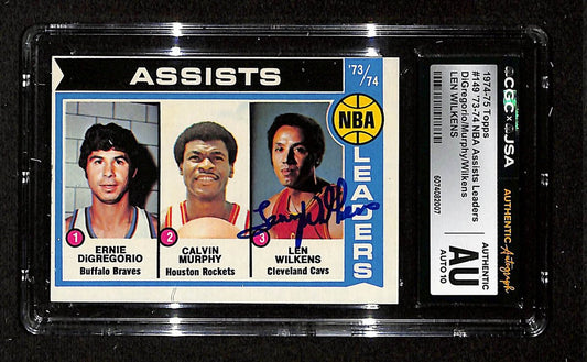 Lenny Wilkens HOF Signed/Auto 1974-75 TOPPS Card #149 Cavs CGC/JSA 199101