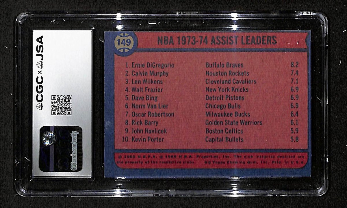 Lenny Wilkens HOF Signed/Auto 1974-75 TOPPS Card #149 Cavs CGC/JSA 199101